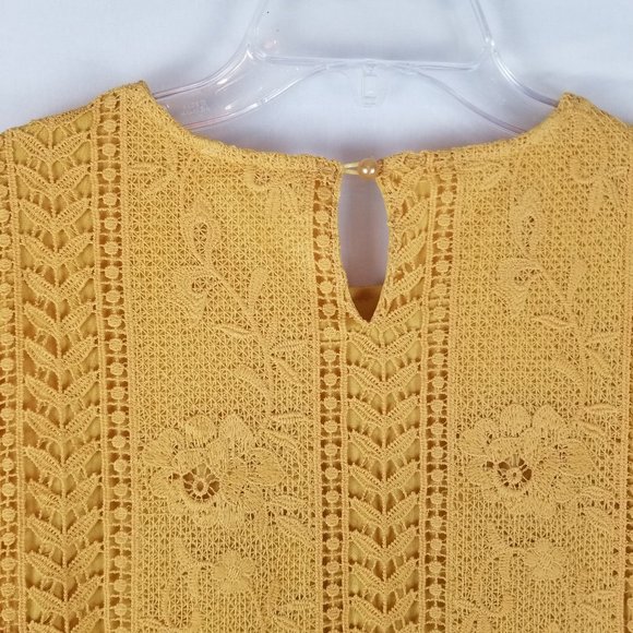 Tea N Rose Yellow Lace Overlay Knee Length Midi Dress sz M - Picture 5 of 8